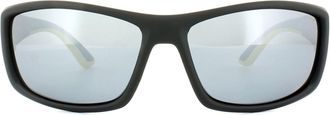 Polaroid Sport Wrap Heren Zwart Geel Gray Silver Mirror Polariseerde zonnebril