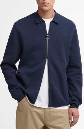 Barbour Crowcombe Cotton Zip Cardigan in Navy at Nordstrom, Size Xx-Large