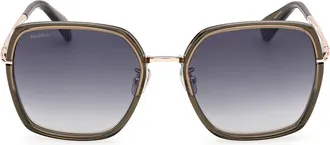 Max Mara 57mm Square Sunglasses in Dark Green/gradient Smoke at Nordstrom