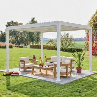 Sweeek Louvered Pergola Aluminium 4 X 3m in White