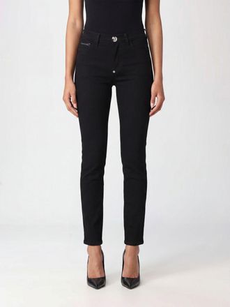 Philipp Plein Jeans straight in denim stretch con logo Hexagon