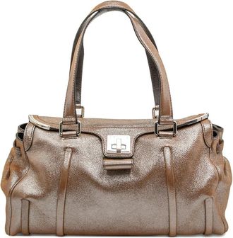 Celine 2008 Shimmer Leather Front Flap shoulder bag - Bruin