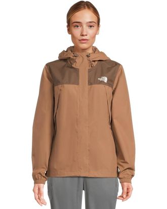 The North Face Antora Rain Jacket Womens Smokey Brown Full Zip Hooded GBO2563