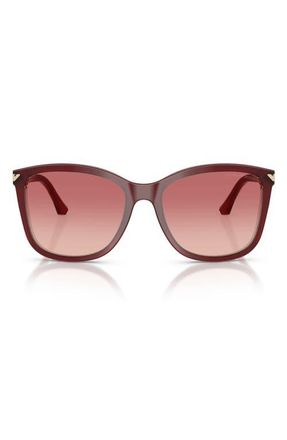 Emporio Armani 56mm Gradient Square Sunglasses in Shiny Bordeaux /Pink Red at Nordstrom