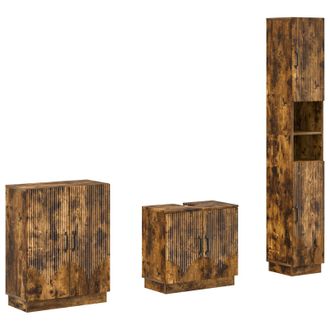 vidaXL Juego De Armarios De Ba&ntilde;o De 3 Piezas Hoorn Roble Ahumado Vidaxl