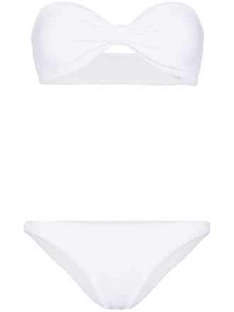 Hunza G Jean seersucker bandeau-style bikini - White
