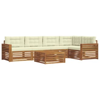 vidaXL Conjunto De Sof&aacute;s De Exterior Con Coj&iacute;n 6 Pcs Natural Y Crema Vidaxl