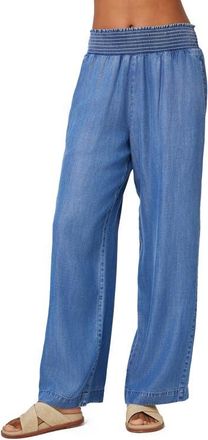 Bella Dahl Smocked Wide Leg Chambray Pants in Moonlit Haze Wash at Nordstrom, Size X-Small