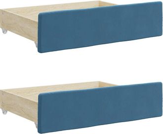 vidaXL Cajones De Cama 2 Uds Madera De Ingenier&iacute;a Y Terciopelo Azul Vidaxl