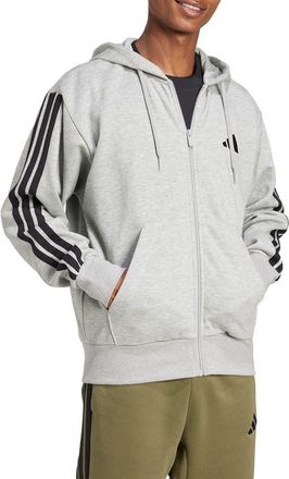 adidas Essential 3-Stripes Fleece Hoodie in Grey Heather/Black at Nordstrom Rack, Size Small