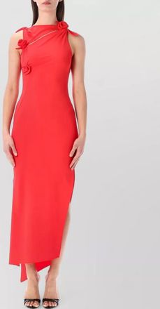 Coperni flower gown asymmetric neckline draped silhouette
