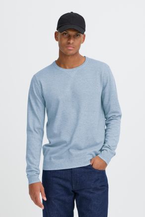 Blend Rundhalspullover BLEND Pullover, Herren, Gr. XXL, faded denim, Strick, Obermaterial: 100% Polyester, unifarben, regular fit normal, Rundhals, B&uuml;ndchen
