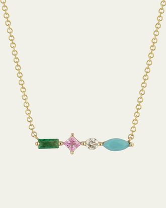 EF Collection 14K Gold Emerald, Sapphire, & Diamond Treasure Necklace