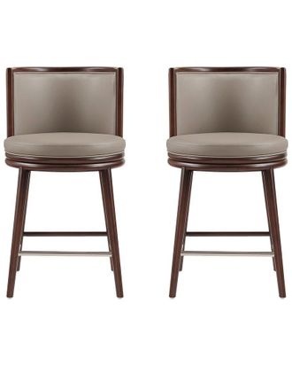 Manhattan Comfort Set Of 2 Evalyn Leatherette Counter Stools With Beech Wood Legs