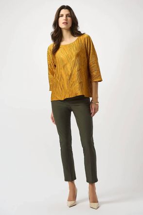 Joseph Ribkoff Pleated Scoop Neckline Boxy Top In Medallion