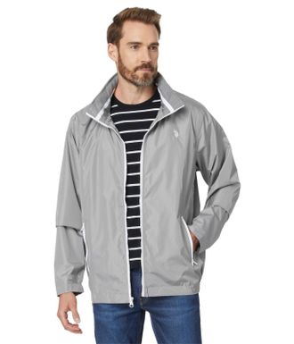 U.S.Polo Association U. S. Polo Assn. Windbreaker Jacket Men Colorado Gray Hooded Zip Up FROG694