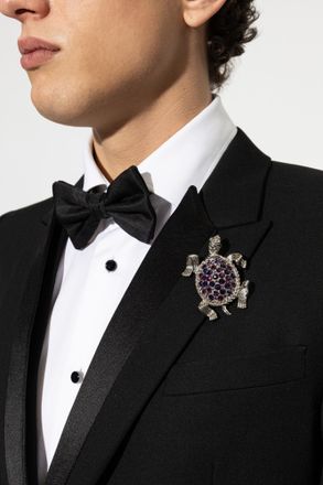 Dolce & Gabbana Brooch With Shimmering Crystals, Mens, Gold
