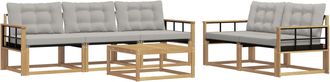 vidaXL Conjunto De Sof&aacute;s De Exterior 6 Uds. Blanco Y Gris Claro Vidaxl