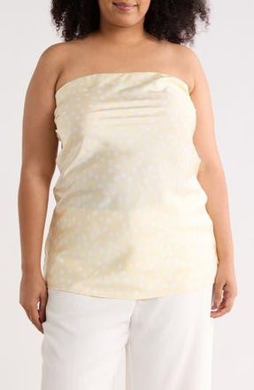 Renee C Polka Dot Strapless Tunic Top in Butter at Nordstrom Rack, Size 3X