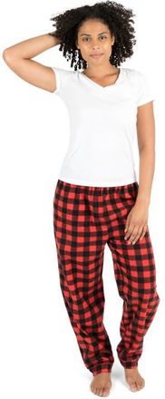 Leveret Womens Fleece Printed Holiday Pajama Pants in Plaid Black & Red at Nordstrom, Size X-Large