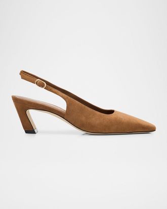 Stuart Weitzman 50mm Stassi Suede Slingback Pumps