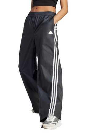 adidas 3-Stripes Wide Leg Track Pants in Black at Nordstrom, Size X-Large