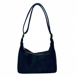 Generic Faux Suede Retro Tote Handbag Large Crossbody Bag Simple Shoulder Bag (Black)