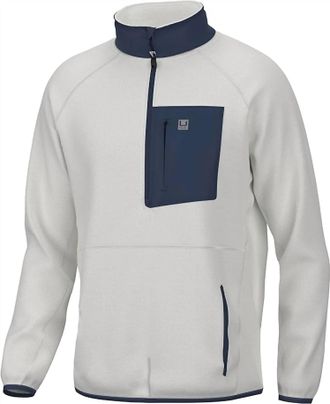 Huk Mens Waypoint Fleece 1/2 Zip Jacket In Egret