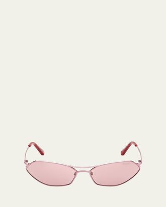 Pucci Geometric Metal & Acetate Rectangle Sunglasses