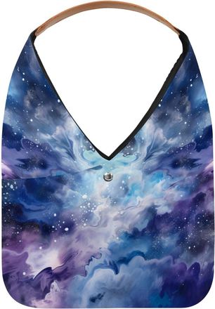 Generic Dreamy Starry Sky Night Purple Blue Reusable Lightweight Grocery Bags - Foldable Into Compact Pouch, Washable & Sturdy, Multipurpose for Shopping and 