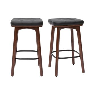 Miliboo Miliboo - Set De 2 Taburetes De Cocina Vintage Negros De Madera Oscura 65 Cm Gramma
