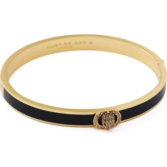 Kurt Geiger Chelsea Eagle Head Enamel Hinge Bangle in Black at Nordstrom