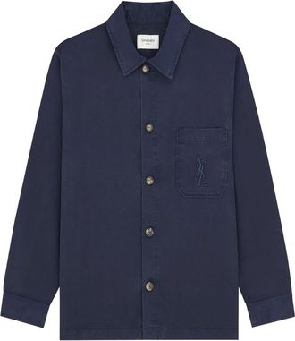 Saint Laurent Casual Shirts, male, Blue, Size: XL Cassandre Overshirt