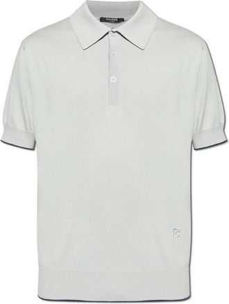 Balmain Polo met geborduurd logo - Heren - Polos - Grijs - M - Katoen - Tops