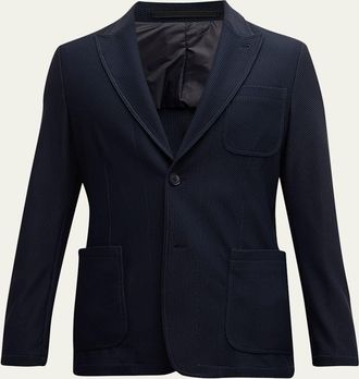Giorgio Armani Mens Single-Breasted Rice Stitch Sport Coat