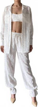 Hemant & Nandita Lace Straight Pant In White