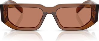 Prada 56mm Rectangular Sunglasses in Dark Transparent /Brown at Nordstrom
