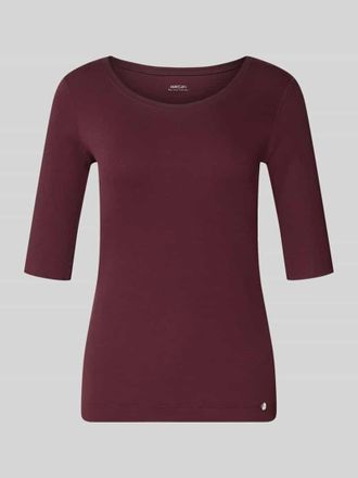 Marc Cain T-Shirt mit Rundhalsausschnitt und Label-Detail in Bordeaux, Gr&ouml;&szlig;e 34
