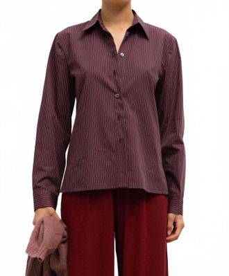 Leset Yoshi Slim Fit Button Down In Bordeaux/rose Stripe
