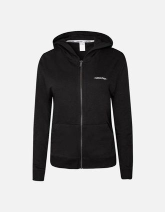 Calvin Klein Womens Women Modern Cotton Zip-Thru Track Jacket, Black - Size: 14