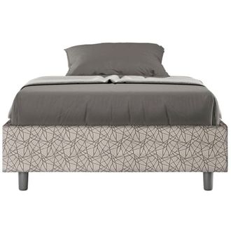 ITYhome Letto una piazza e mezza rivestito in Tessuto Era - AZELIA - Tipologia Letto: Senza Rete - Colore: Grigio - Dimensione Rete: 120x210