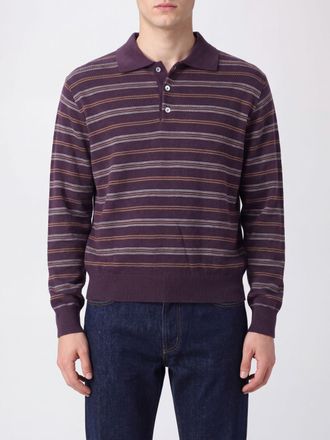 Dunst Polo a maniche lunghe in maglia a righe di misto viscosa e angora