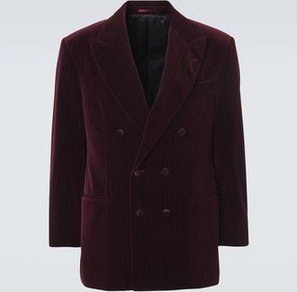 Brunello Cucinelli Pinstripe cotton velvet double-breasted blazer