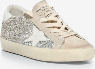 Golden Goose Niedrige Glitter-Sneakers mit Wildleder Super-Star Classic