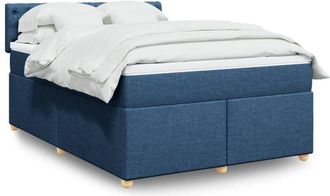vidaXL Vidaxl - Cama Box Spring Con Colch&oacute;n Tela Azul 160x200 Cm
