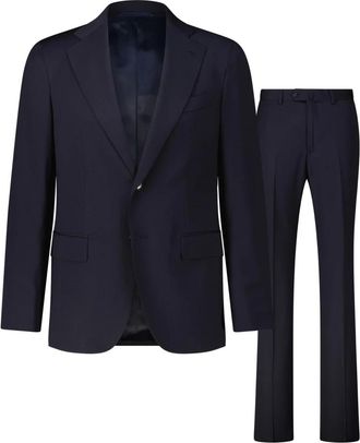 Caruso Italiaans Wol Slim-Fit Pak - Heren - Business pakken - Blauw - 4XL - Wol - Kostuums
