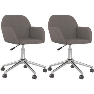 vidaXL Vidaxl - Sillas De Comedor Giratorias 2 Unidades Tela Gris Oscuro