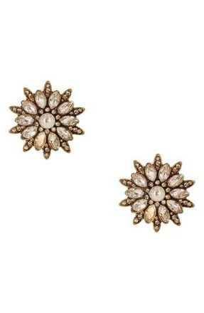 Olivia Welles Renae Faceted Crystal Earrings in Burnished Gold /Clear at Nordstrom Rack