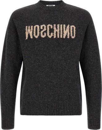 Moschino Crewneck Trui - Heren - Ronde hals truien - Grijs - XL - Wol - Truien & Vesten