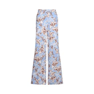 Liu Jo Wide Trousers, female, Multicolor, Size: XL Poplin Palazzo Trousers